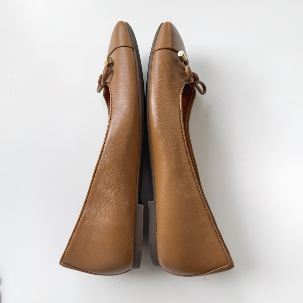 NEW Vionic Klara Camel Flats Square Toe Ballerina Flats Leather Minimal Modern - Picture 6 of 12